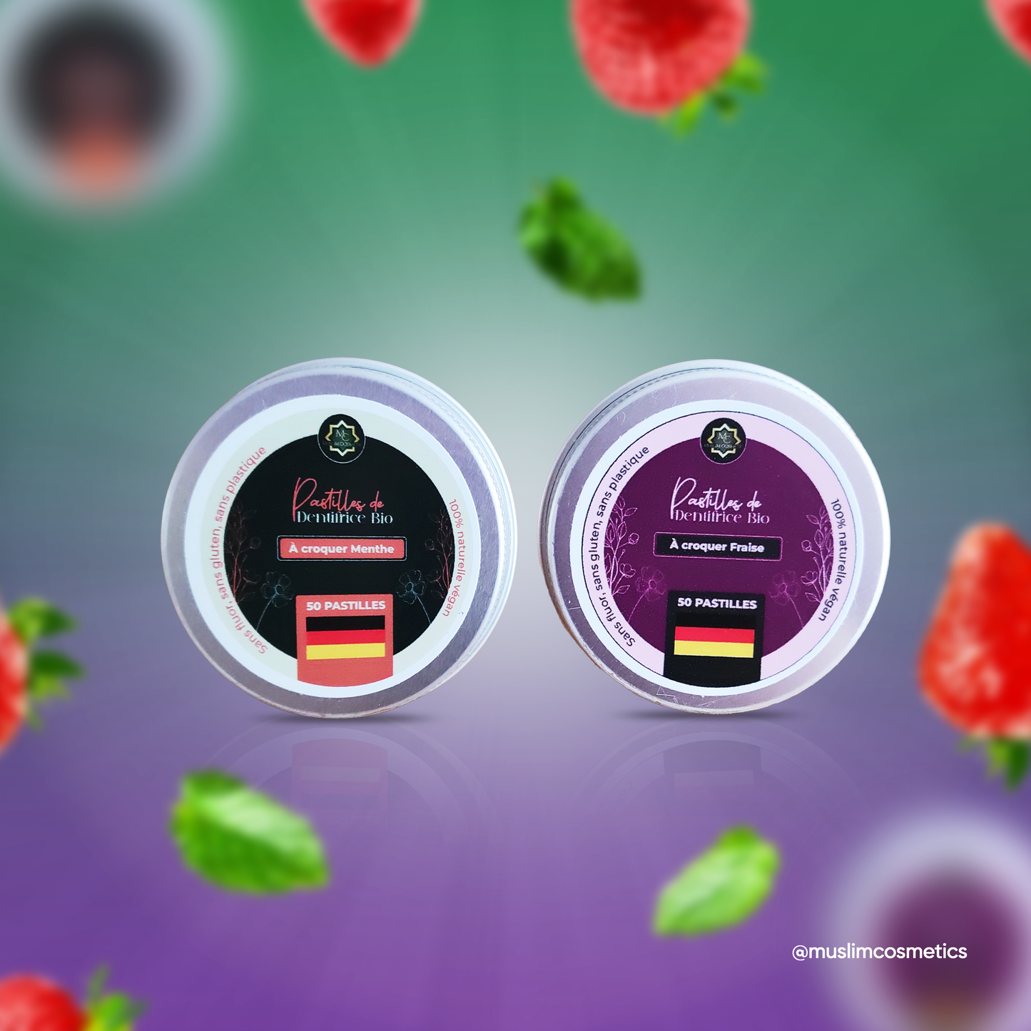 Pastilles de dentifrice à croquer – Menthe ou Fraise