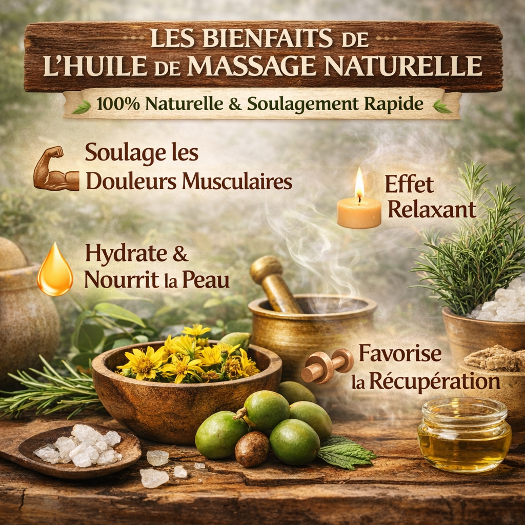 Huile de Massage Naturelle – Rituel Détente, Confort & Bien-Être du Corps