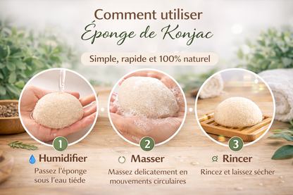 Éponge Konjac Naturelle – Nettoyage Visage Doux & Exfoliation Délicate